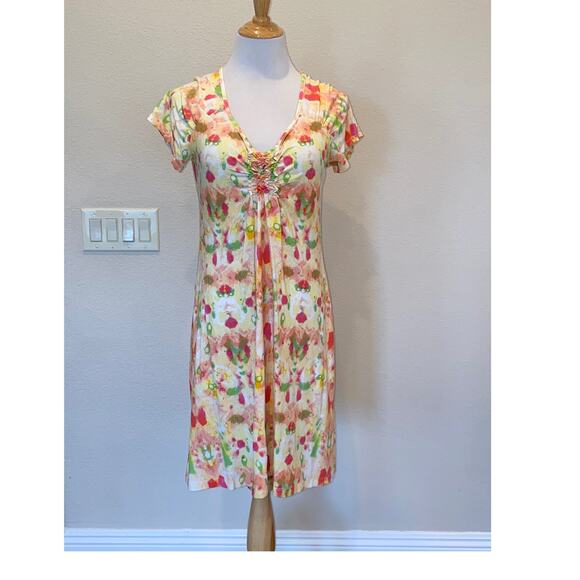 Fresh Produce Dress V Neck Knit Watercolor S/S Size Small - Picture 1 of 5